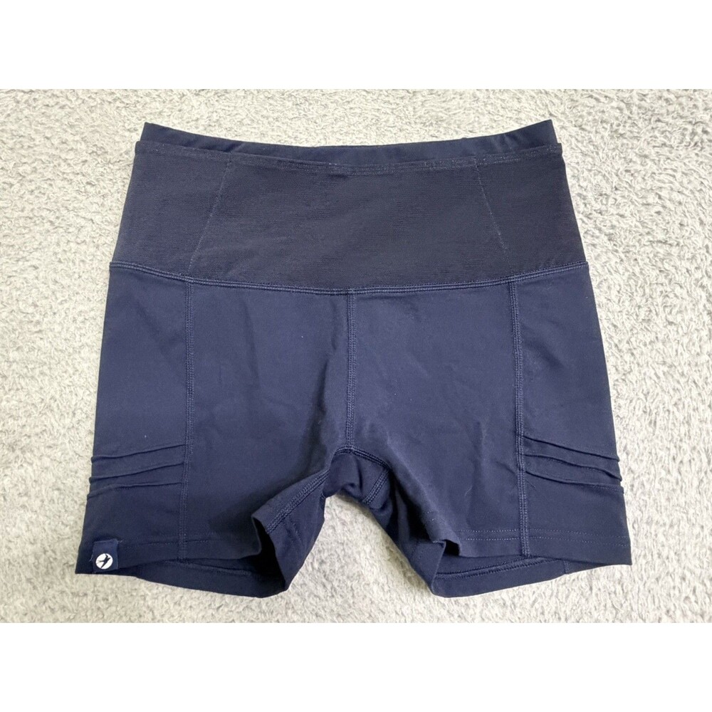 Oiselle Womens's 2 Navy Running Shorts, mesh pocket, zipper 3" Inseam